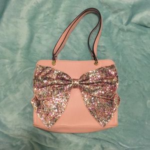 Betsey Johnson Pink Sequined Bow Purse